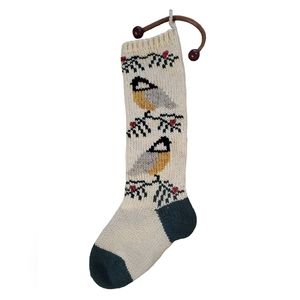 Vintage Christmas Cove Designs Handmade Bird Stocking 100% Maine Wool With Hook